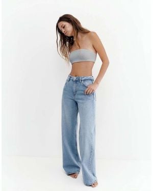 Pull&Bear Wide-Leg Jeans - Blue