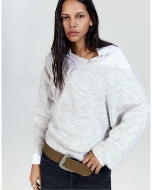 Pull&Bear Regular Fit Boat Neck Jumper - White