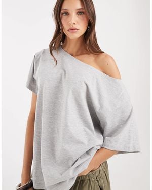 JJXX Slouchy Off Shoulder T-shirt - Gray