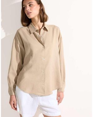 Calzedonia Short Linen And Viscose Shirt - Natural