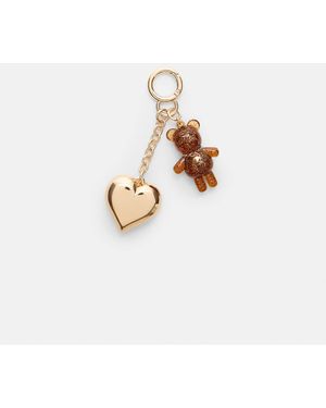 Stradivarius Charm métallique avec ours - bronze - Blanc