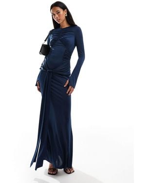 DASKA Ruched Drape Dress - Blue