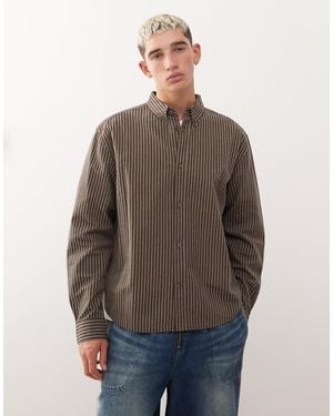 Weekday – langärmliges oversize-hemd - Braun
