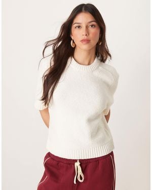 Abercrombie & Fitch V Neck Knitted Top - White
