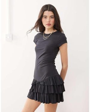 Collusion Ruffle Mini Dress - Black