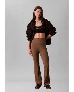 Calvin Klein Quick-Dry High-Rise Flared Gym Leggings - Brown