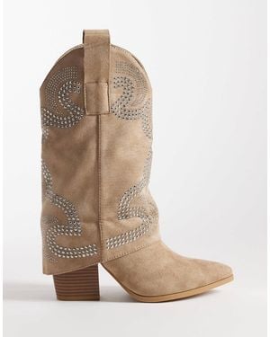 SEQWL – verzierte, kniehohe westernstiefel - Braun