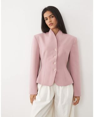 Miss Selfridge Cropped Collarless Blazer - Pink
