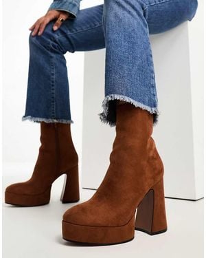 ASOS Enchant Heeled Platform Boots - Blue