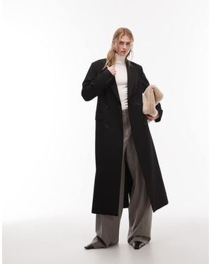 ARKET Double Breasted Elegante Lange Jas Van Wolmix - Zwart