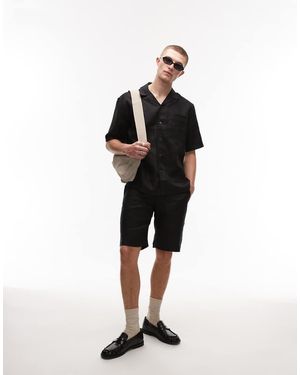 Mango Premium Linen Shorts - Black