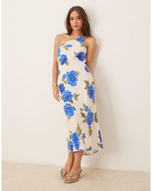Nobody's Child Ellie Satin One Shoulder Midi Dress - Blue