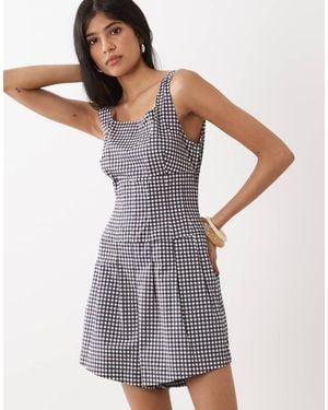 WeWoreWhat Mono Corto Azul Marino Con Cuerpo Estilo Corsé