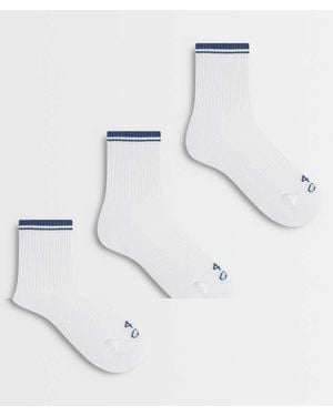 4505 Stripe Edge 3 Pack Sock With Arch Support - White