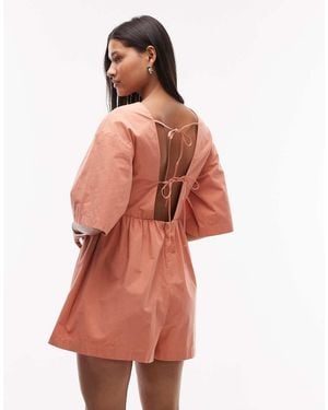 TOPSHOP Deep V Playsuit - Red