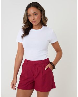 Threadbare Linen Blend Tailored Shorts - White