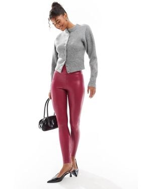 Commando Legging Van Imitatieleer - Rood