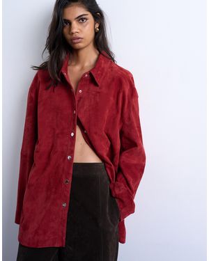 TOPSHOP Real Suede Shirt - Red