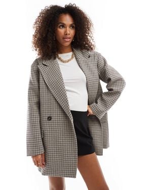 Bershka – eleganter oversize-mantel mit kastigem schnitt und em karo - Grau
