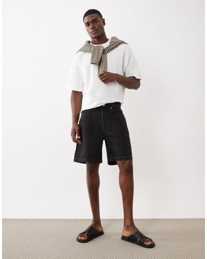 ARKET Mid Length Straight Fit Denim Shorts - White