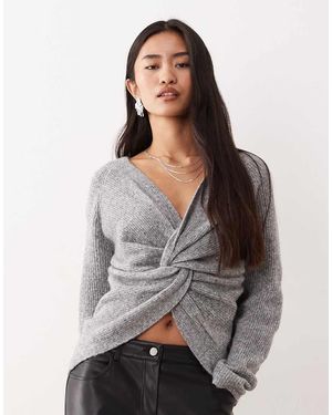 Vila Cross Front Reversible Jumper - Grey