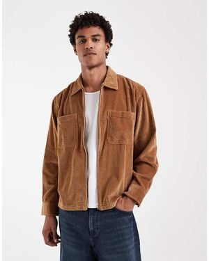 Levi's Ports Cropped Zip Up Cord Shirt - Blue