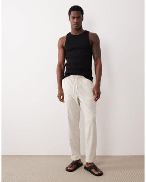 Jack & Jones Tapered Linen Mix Pants - White