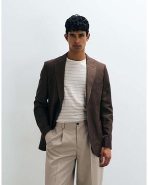 Mango Ethereal Slim-Fit Blazer Van Linnenmix Als Co-Ord - Bruin