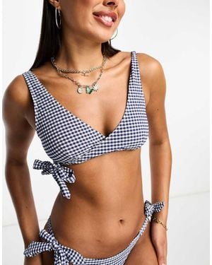 Playful Promises Wrap Front Bikini Top - Blue
