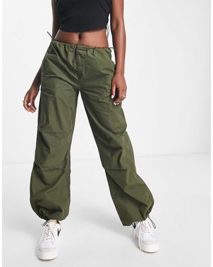 Stradivarius Str Oversized Parachute Pant - Green