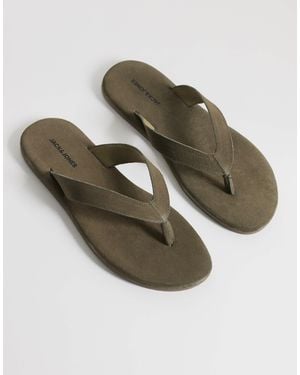Jack & Jones Suede Flip Flops - Green