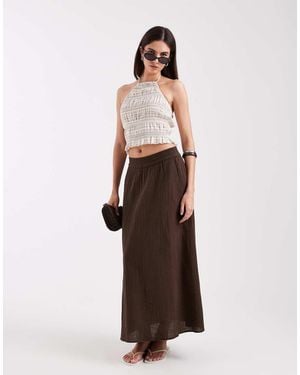 ONLY Linen Look Midaxi Skirt - Brown