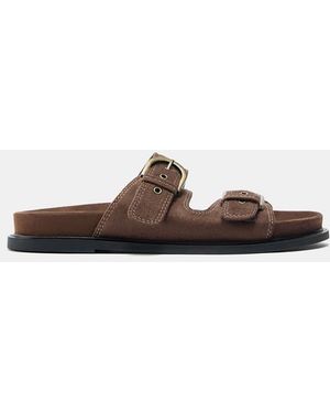 Pull&Bear Sandalen Met Dubbele Gespen - Bruin