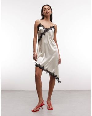 Noisy May – midi-trägerkleid aus satin - Natur