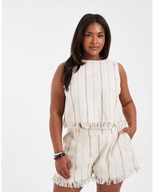 ASOS Curve Tailored Fringe Hem V Neck Shell Top - Natural