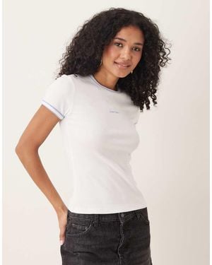 Calvin Klein Retro Ringer T-Shirt - White