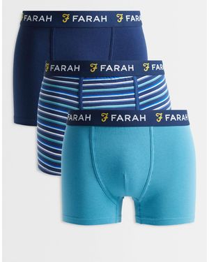 Farah Izimir 3 Pack Jacquard Logo Boxer Shorts - Blue