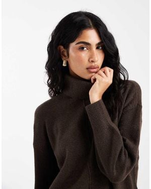 Pieces Roll Neck Jumper With Seam Detail Front - Black