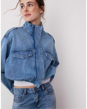 Stradivarius Balloon Denim Jacket - Blue