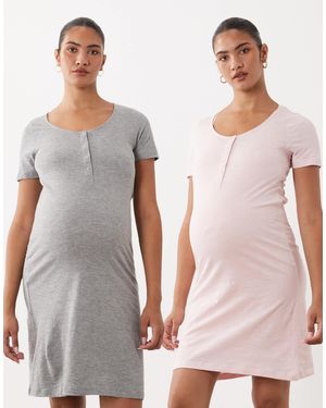 Mama.licious Mamalicious Maternity 2 Pack Nightdress With Nursing Function - Natural