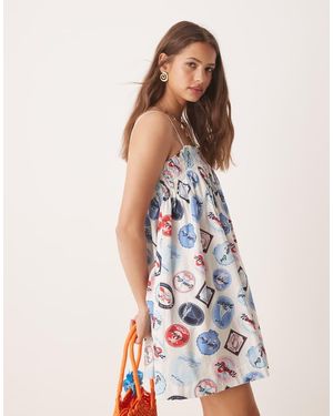 Miss Selfridge Vestito Grembiule Corto - Bianco