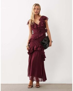 ASOS Midaxi Jurk Met Ruchedetail - Rood