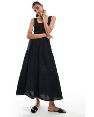 esmé studios Esmee Exclusive Shirred Waist Maxi Summer Dress - Black