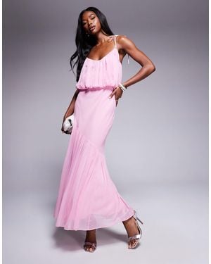 ASOS Blouson Cami Maxi Dress With Pephem - Pink