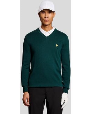 Lyle & Scott Mid Knits Golf 1874 V Neck Pullover - Green