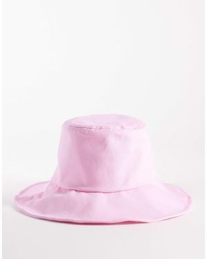 South Beach Wide Brim Canvas Bucket Hat - Pink