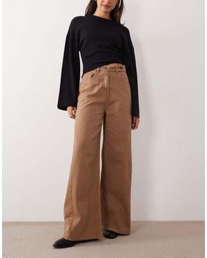ASOS Jeans Dritti Con Vita Regolabile Lavaggio Sabbia - Marrone