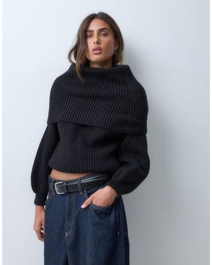 ASOS Knitted Extreme Slouchy Hood Jumper - Blue