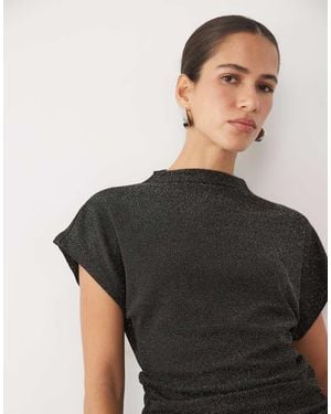 Vero Moda Top Con Maniche Ad Aletta Arricciato - Nero