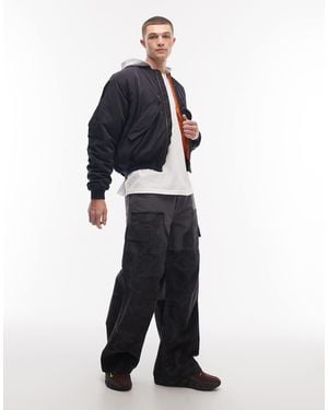 Weekday Cargo Pants With Tonal Camo Panels - Black